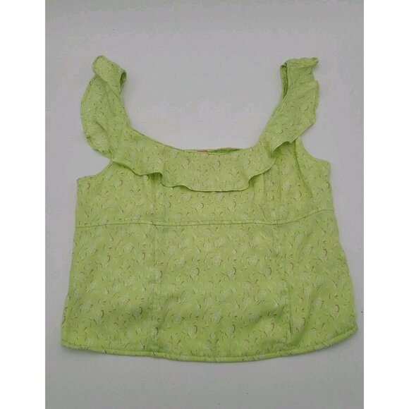 New With Tags FREE PEOPLE Med Citrine Combo Stay With You Ruffle Top With Flaw - Picture 1 of 9